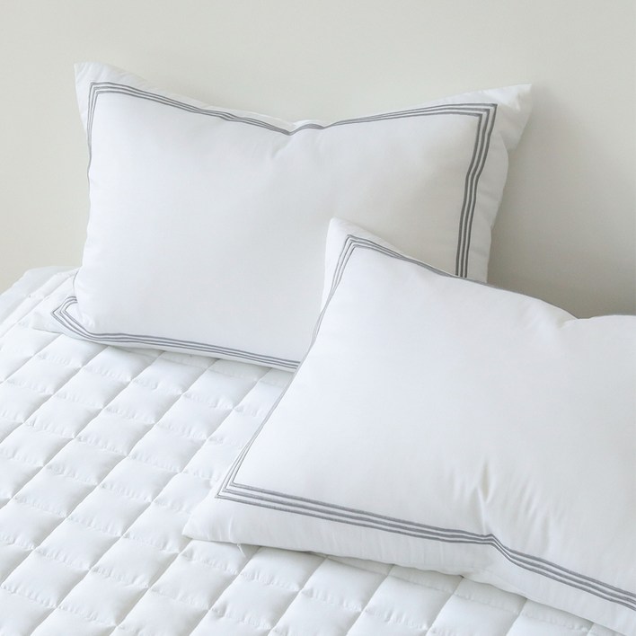 누블 시몬 호텔 자수 고밀도 60수 새틴 순면 베개커버