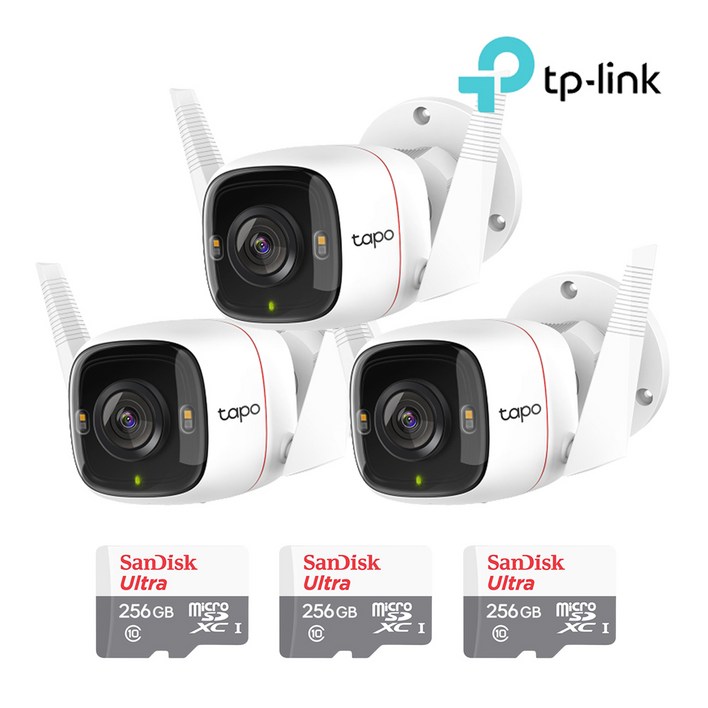 TPLink Tapo C320WS＋256GB Micro SD카드 3팩 CCTV 세트