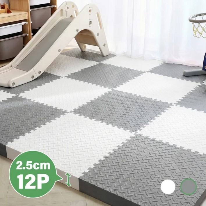 CozyLab 2.5cm 퍼즐매트 두꺼운 바닥 매트 12P 강아지 베란다 거실 놀이방 층간소음 방지