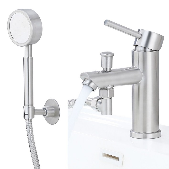 준앤코 HF01 스테인리스 세면샤워수전 샤워겸용 세면대 수도꼭지 원홀, 1개