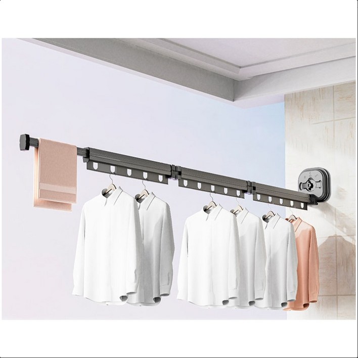 Bornoon 무설치 자흡식 벽걸이 빨래건조대 강력흡착 공간활용 빨래 건조대