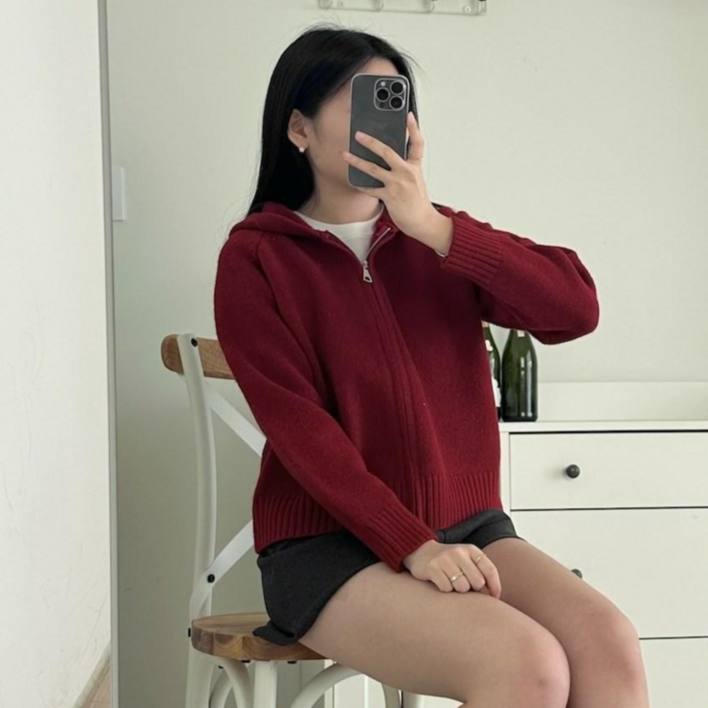 투디 울 니트 집업 가디건 니트집업 니트가디건 집업가디건 후드가디건 후드집업 데일리룩 출근룩, 2컬러