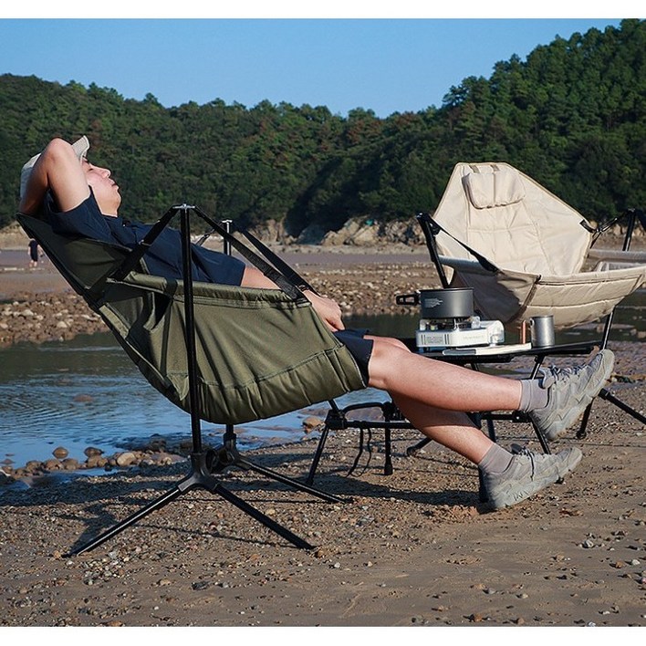 캠핑 흔들의자 해먹의자, 1개, 카키