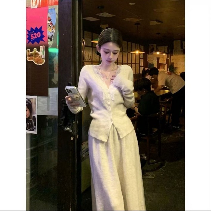 COSYEVNO  여성투피스세트 가을 빅사이즈 레이스 패치 빈티지 엘레강스 패션 루즈핏 캐주얼 스포티 컴포트 숏 셔츠+바지 투피스 CXJtz-55