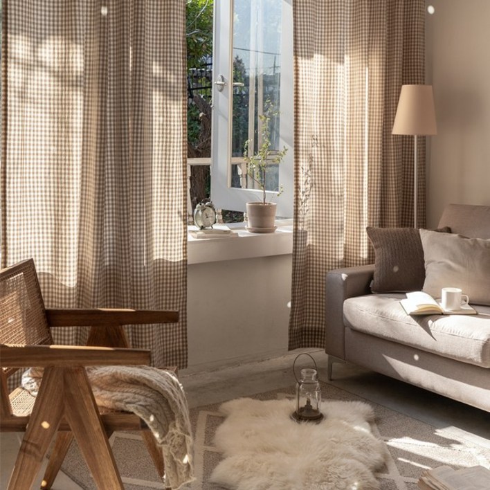 맞춤 멜란체크 선염면 커튼