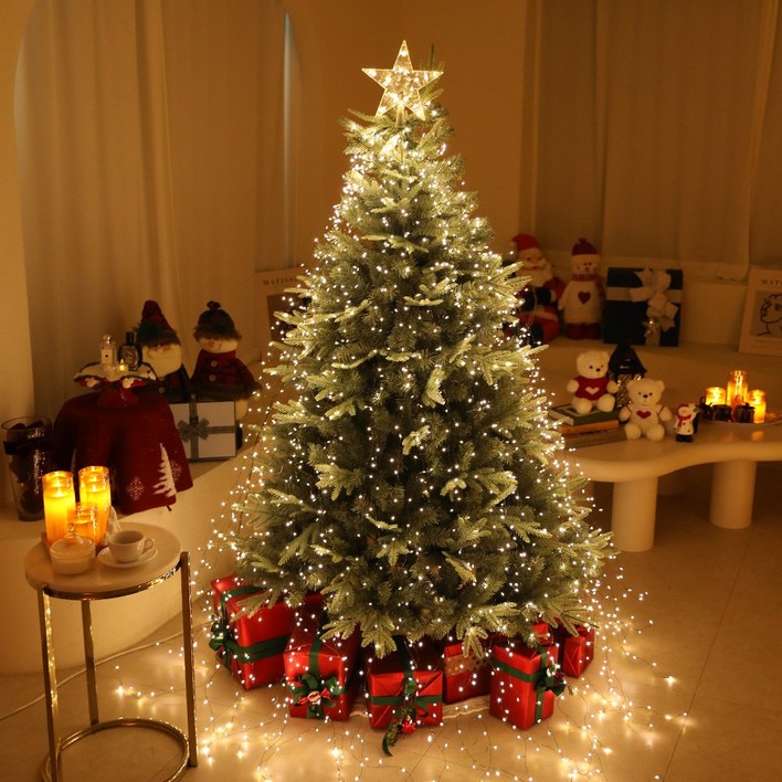 크리스마스 트리 감을필요없는드롭다운 탑별 드레스전구 트리 풀세트