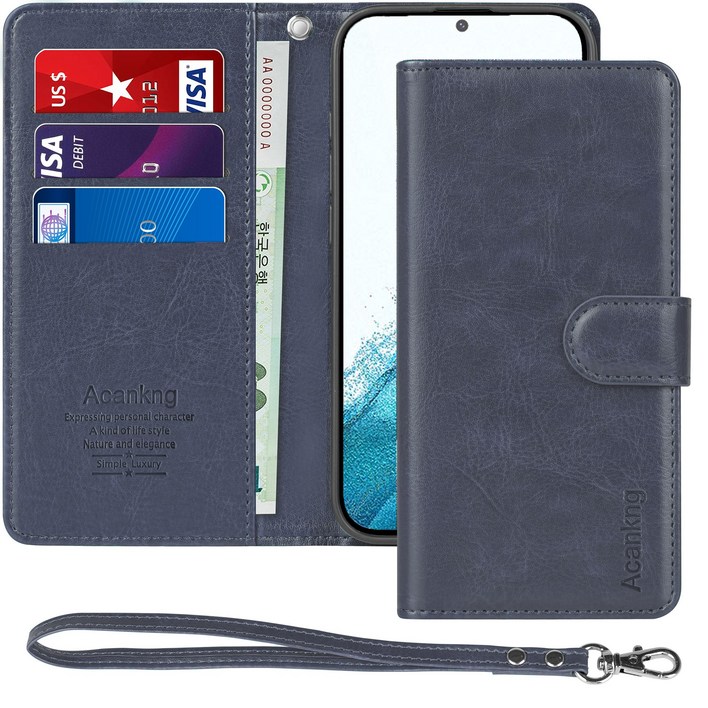 아칸크 삼성 갤럭시 A35 SMA356N가죽 다이어리 지갑 케이스 핸드 스트랩 세트
