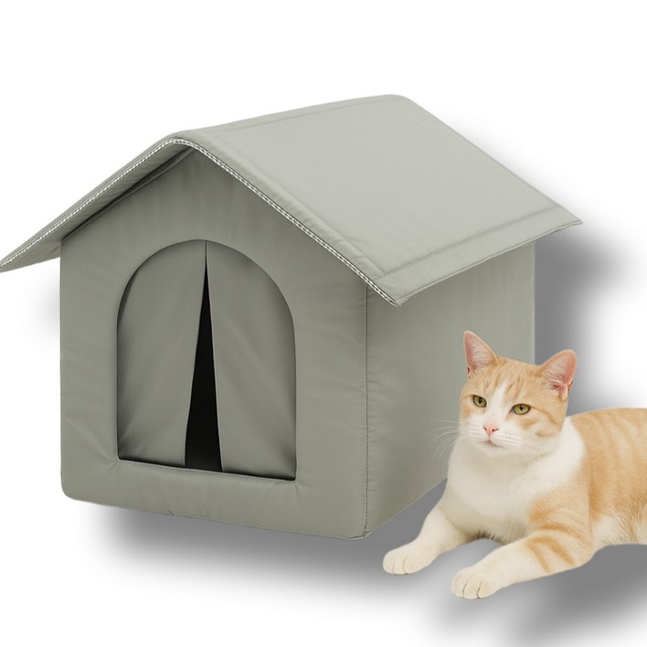 모드온 방수 방풍 야외 길고양이 겨울집 숨숨집, 1개, 그레이