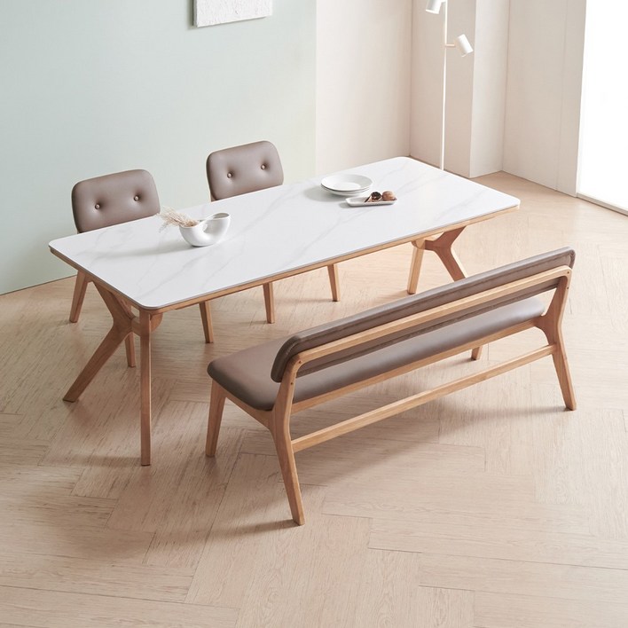 라로퍼니처 밀러 1900 포세린 통 세라믹 패밀리 6인 낮은 식탁 세트