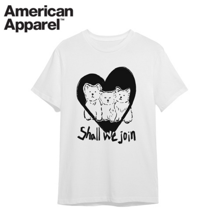 아메리칸어패럴 강아지 드로잉 프린팅 티셔츠 조인미