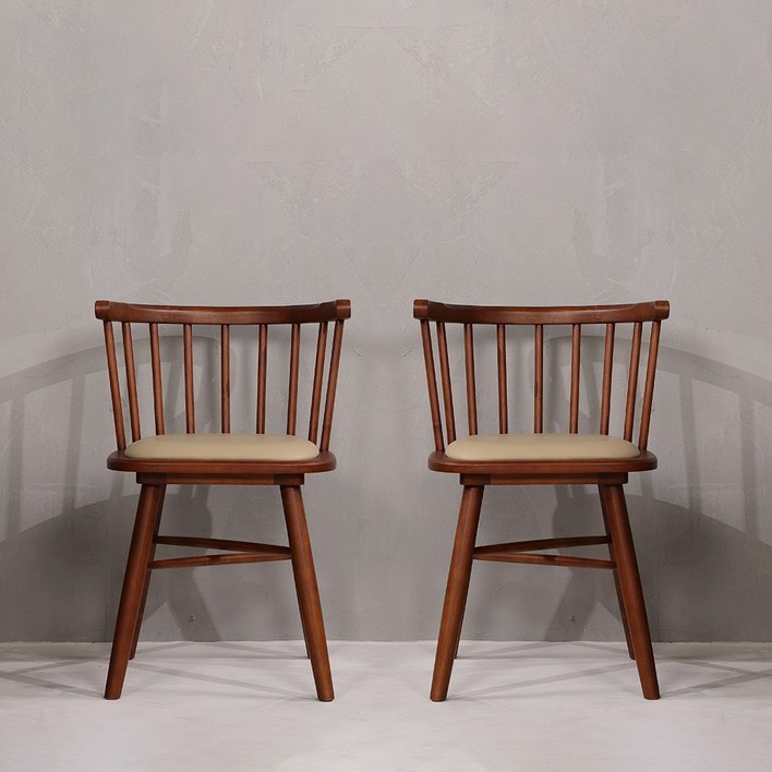 라움에스알 애플암체어 식탁의자 원목의자 카페체어, 2개, 월넛쿠션