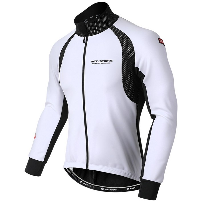 MCN 화이트 기모 방풍발수 윈터 자켓 자전거 의류 기능성 사이클 상의 방풍발수방한 세미루즈핏