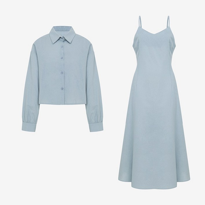 25 신상 크롭 셔츠  뷔스티에 원피스 SET VKOAE3550