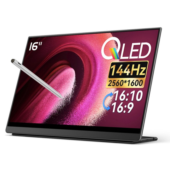EHOMEWEI 이홈웨이 포터블모니터 Portable monitor 휴대용모니터 서브모니터 2.5K IPS QLED 100%DCI-P3 16인치 맥OS 덱스 게임콘솔 미니PC, E16Q5, 41cm