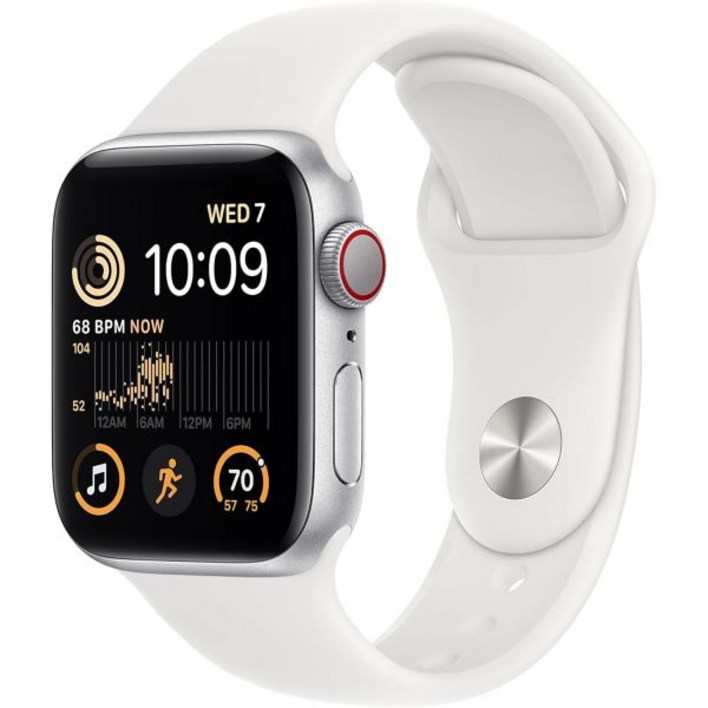 Apple Watch SE2세대GPS 셀룰러 40mm 흰색 스포츠 밴드가 있는 실버 알루미늄 케이스 ML갱신