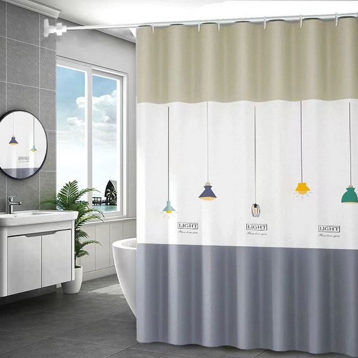 PEVA 욕실 샤워커튼 브라이트(SC79)_180cm(커튼고리포함), 화장실 욕조 욕실 방수 커튼 커텐 가림막, 1개, 멀티(혼합)컬러