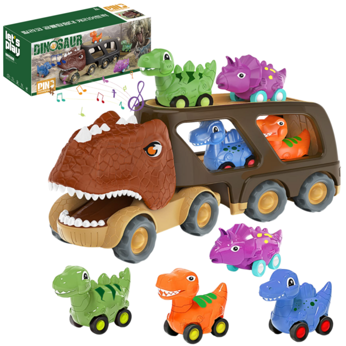 릴라코 자동차 남아 어린이 장난감 공룡 캐리어트럭, 브라운, 1개