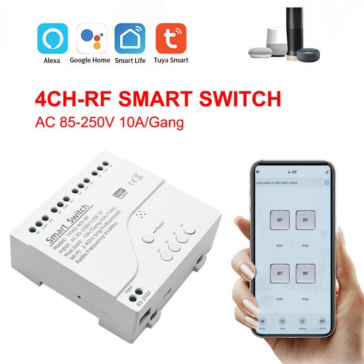 Tuya 4CH WIFI+RF 스위치 릴레이 모듈 리모콘 스마트 스위치