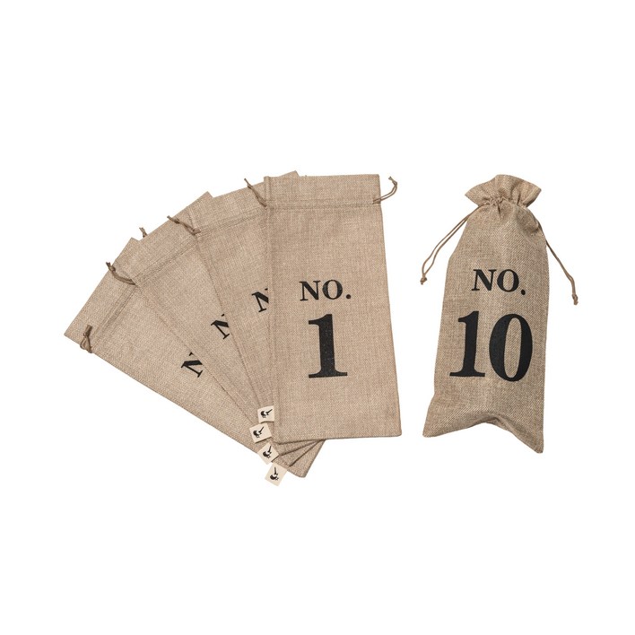 비노파이 와인 블라인드 테이스팅 커버 (숫자, 1-10) / 블라인드 테이스팅용 파우치 와인병 숫자 커버, 1개, 베이지