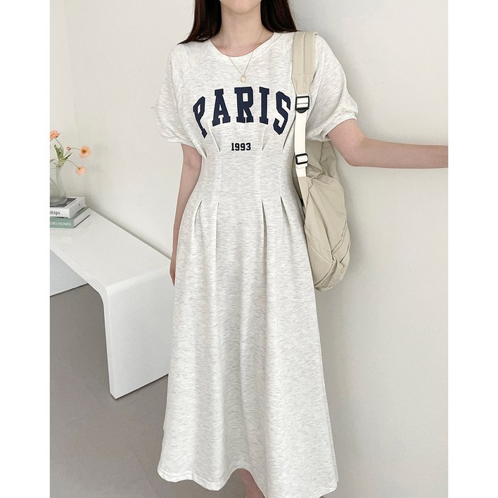 소솜 PARIS 1993 레터링 플레어 원피스