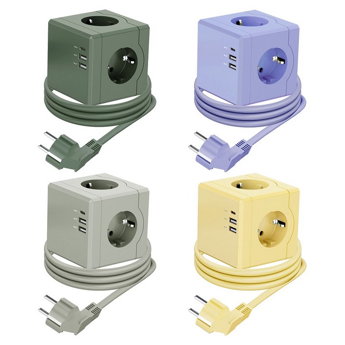 티메코 SF코팅 큐브 디자인 멀티탭 4000W 고용량 3구 (USB-A 2개 C타입 1개)