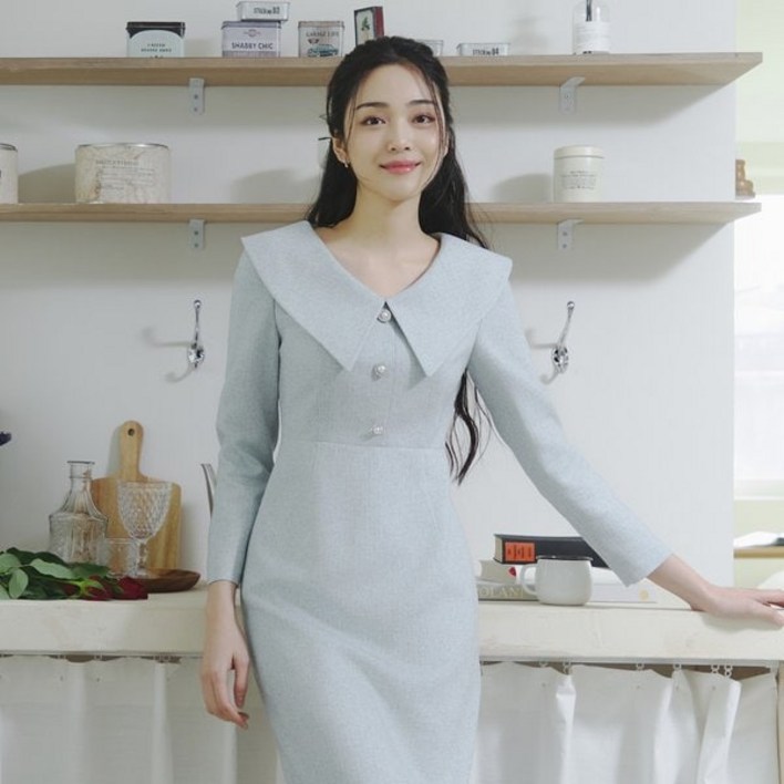 잇미샤 여성 미디 원피스 빅카라 결혼식 하객룩
