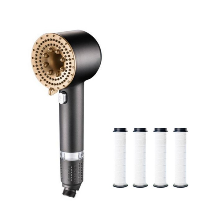 생활행복 고압 수압상승 필터 샤워기 헤드, 블랙 샤워기, 1개