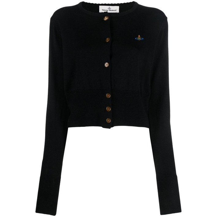 비비안웨스트우드 로고 자수 크롭 가디건