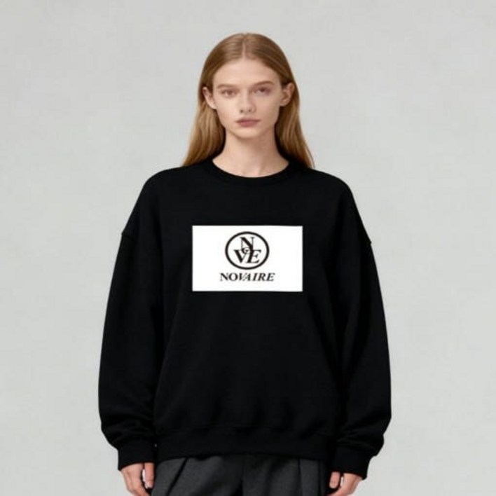 노베어 박스로고 그래픽 프린팅 나염 오버핏 스웻셔츠 맨투맨