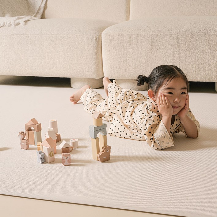 비엔메이드 디어 PVC 거실 층간소음 아기 유아 놀이방매트, 밀키베이지