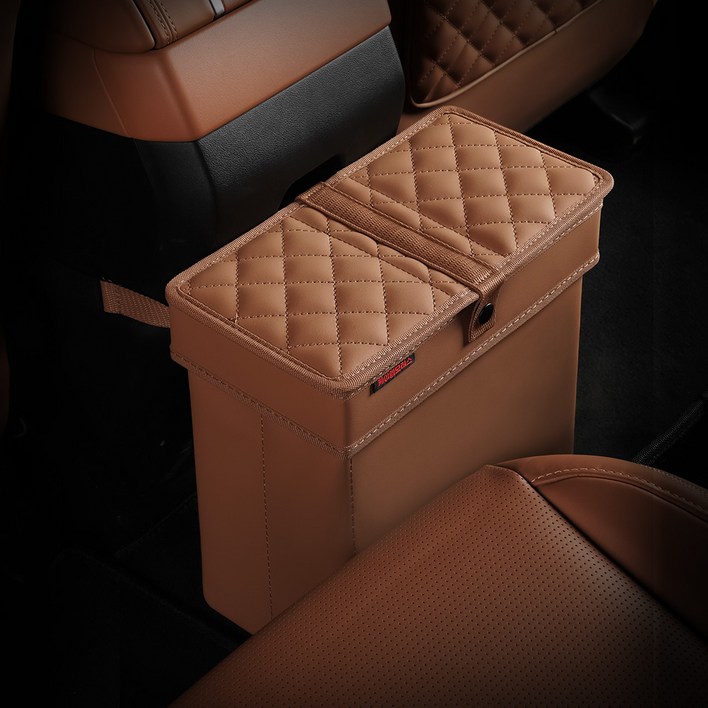 크레이지몬스터 디올뉴 싼타페 MX5 전용 퀼팅 쓰레기통 + 비닐 50매, 피칸 브라운 (1P), 1개