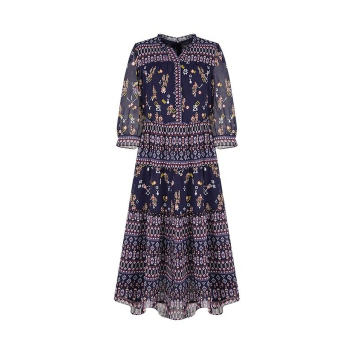 크로커다일레이디 크로커다일레이디 프린트 믹스 쉬폰 원피스CLEMOP111