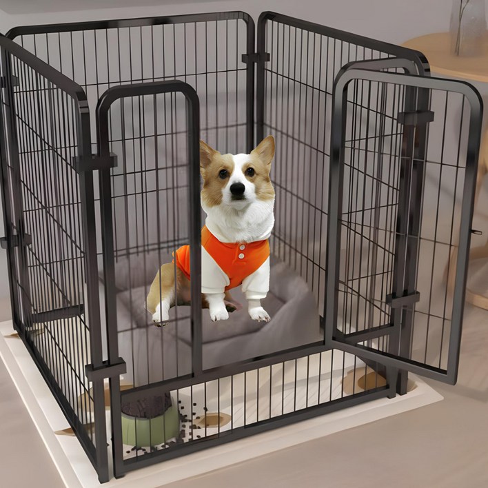 에버루나 메탈 강아지 울타리 펜스, 1개, 블랙