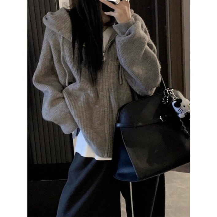 Sorpci 후드집업 니트 가디건 여성 루즈핏 가을가디건