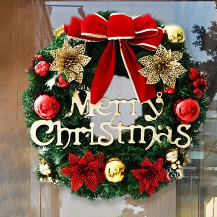 maomaodian크리스마스 리스 크리스마스 가랜드 크리스마스 장식 화환 크리스마스 문장식 KESDHH, 타입D, 1개