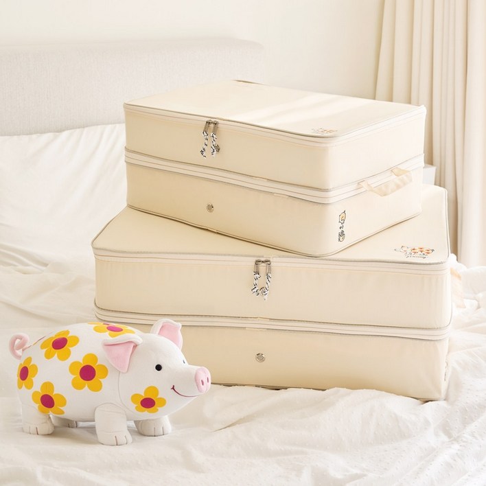 리사라르손 부피순삭 대용량 프리미엄 이불 다용도 압축 파우치, 1개, 크림 베이지 XL