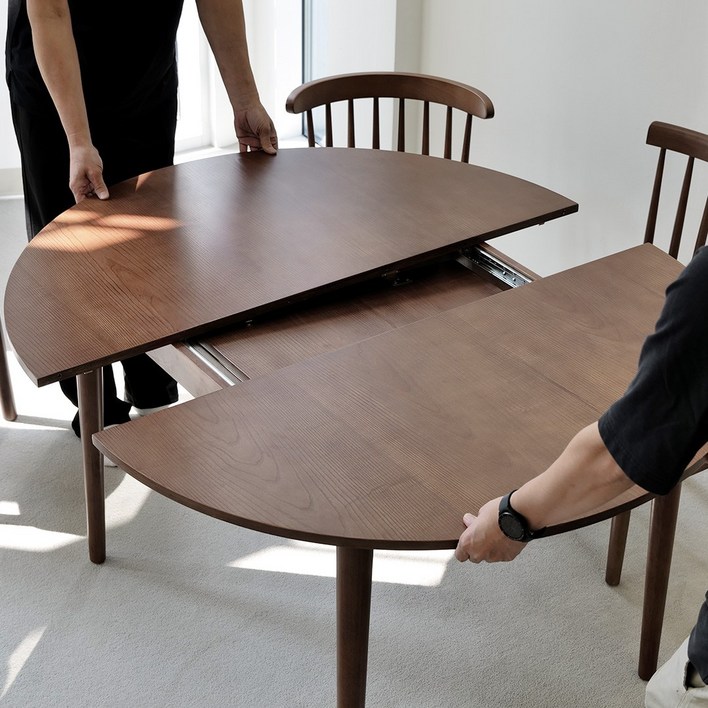 포르보 월넛 원목 확장형 원형 12001500 식탁 테이블, 8인용, 월넛