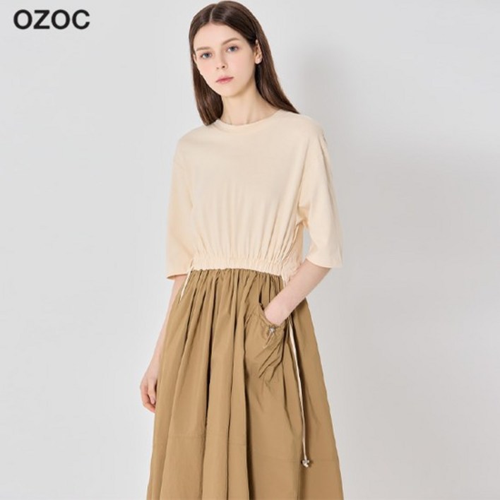 OZOC 우븐 배색 언발 원피스 택가격 169000원