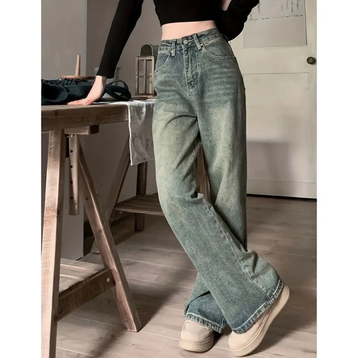(고퀄) 데님 와이드 빈티지 워싱 팬츠 바지