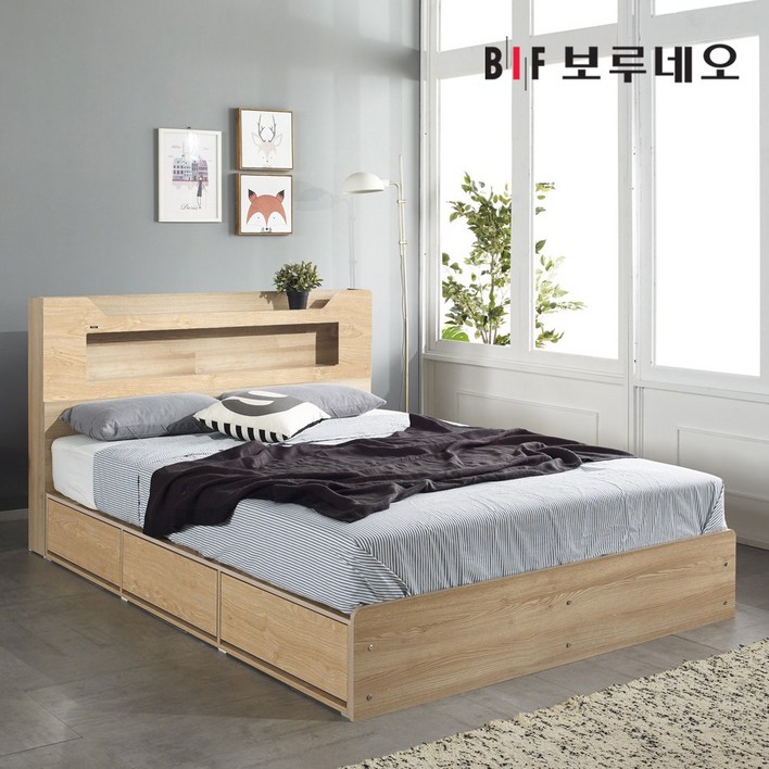 매트포함보루네오 100국내제작 LED 멀티수납 고급형 통서랍 침대프레임 SS Q독립스프링 유로탑 세트수도권 희망일배송,방문설치, 01.블리스오크 독립스프링 유로탑