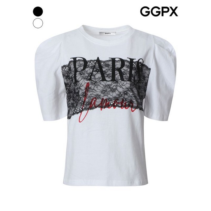 [AK플라자] [GGPX] 파리 레이스 퍼프 티셔츠 (GQ3TS016F)