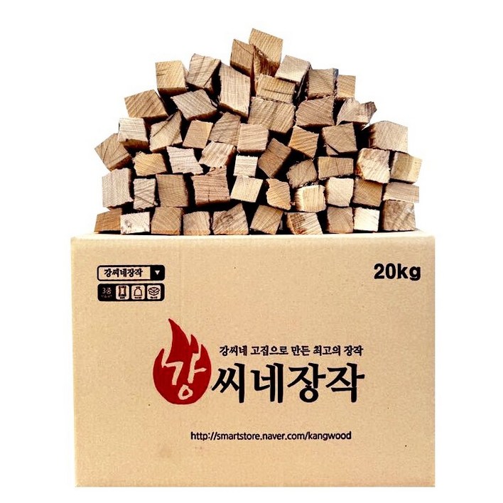 강씨네장작 3중방습 국산 참나무 3차건조 캠핑장작 20kg, 20kg, 1개