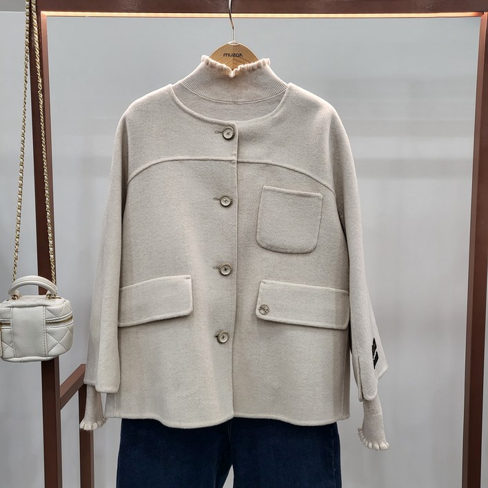 무자크 9부절개소매언발캐시미어울자켓MP8WJK06_GN