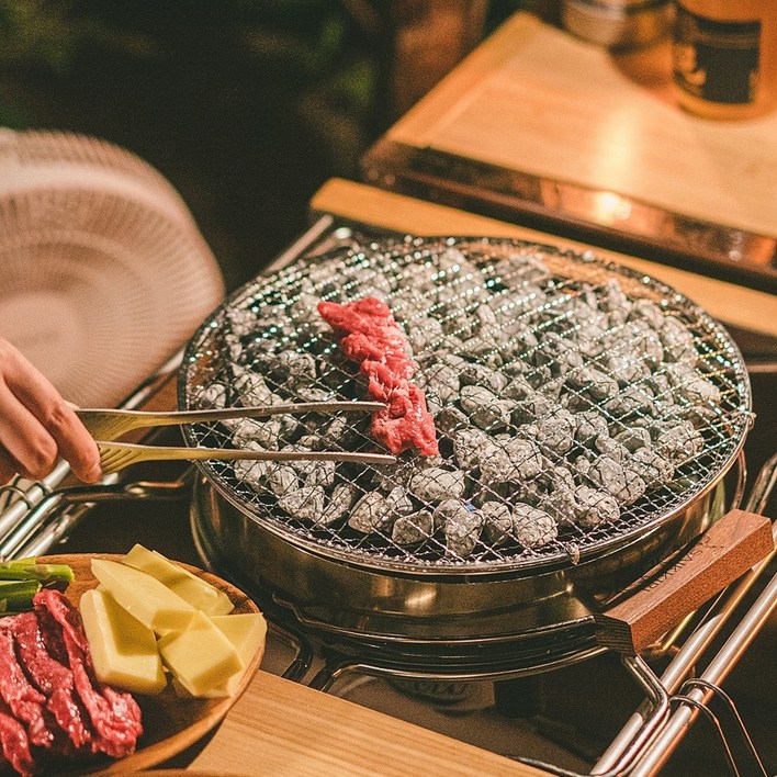 리빙플래너 천연 맥반석 석쇠 캠핑 그릴 바베큐 미니 불판, 2개