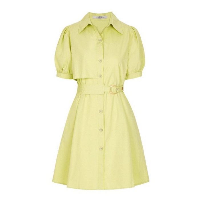 블루레이스 셔츠카라퍼프소매코튼원피스 B4M3OP3641