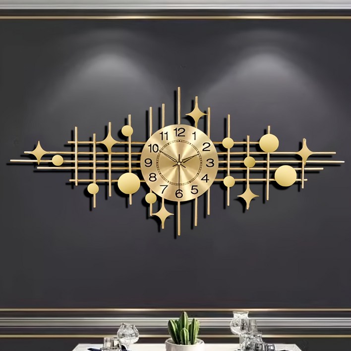 침실 부엌 침실 집 장식을 위한 조용한 고급스러운 현대 간단한 예쁜 실내 장식적인 벽시계, Golden