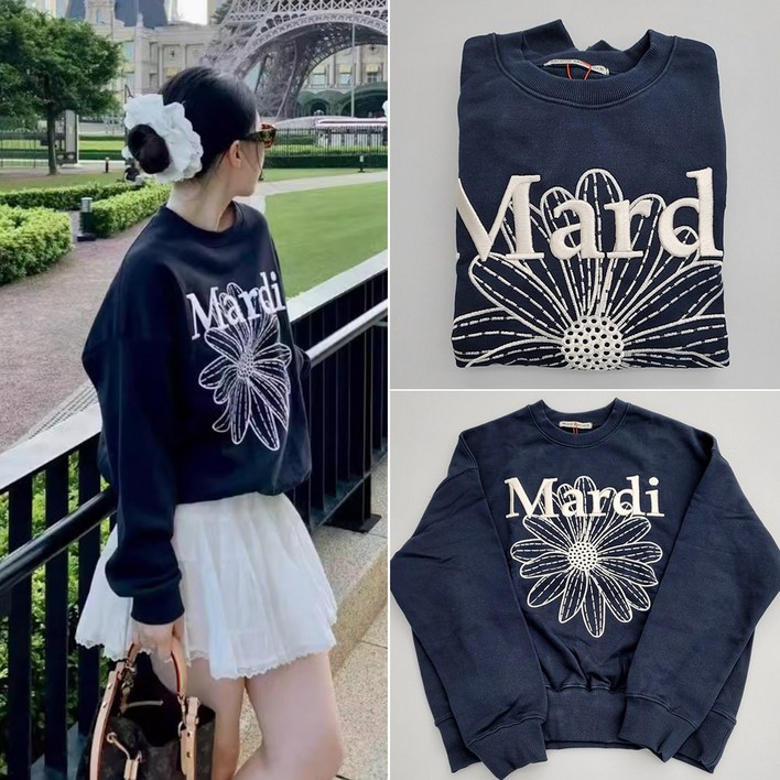 마르디메크르디 맨투맨꽃 플라워 자수 스웻셔츠