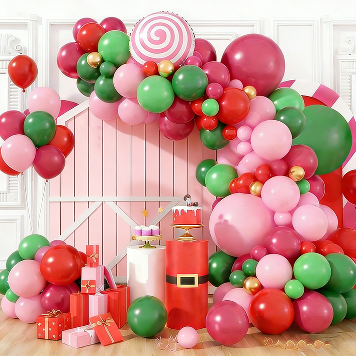 CEUQIESO 새해 아치 풍선, 새해 장식용 , 일반 이벤트 , 레드 시리즈 풍선 세트,총 133개