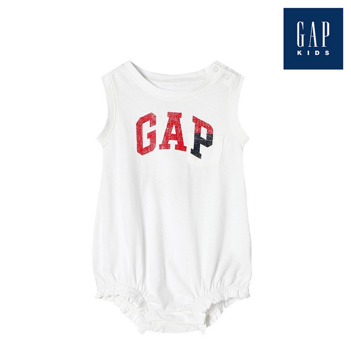 갭키즈 배색 로고 포켓 바디수트869428009WH