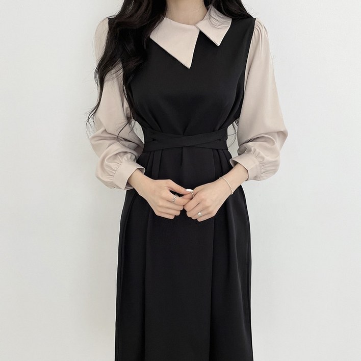 여성 빈터지 프랑스 하객룩 원피스 오피스룩 봄가을